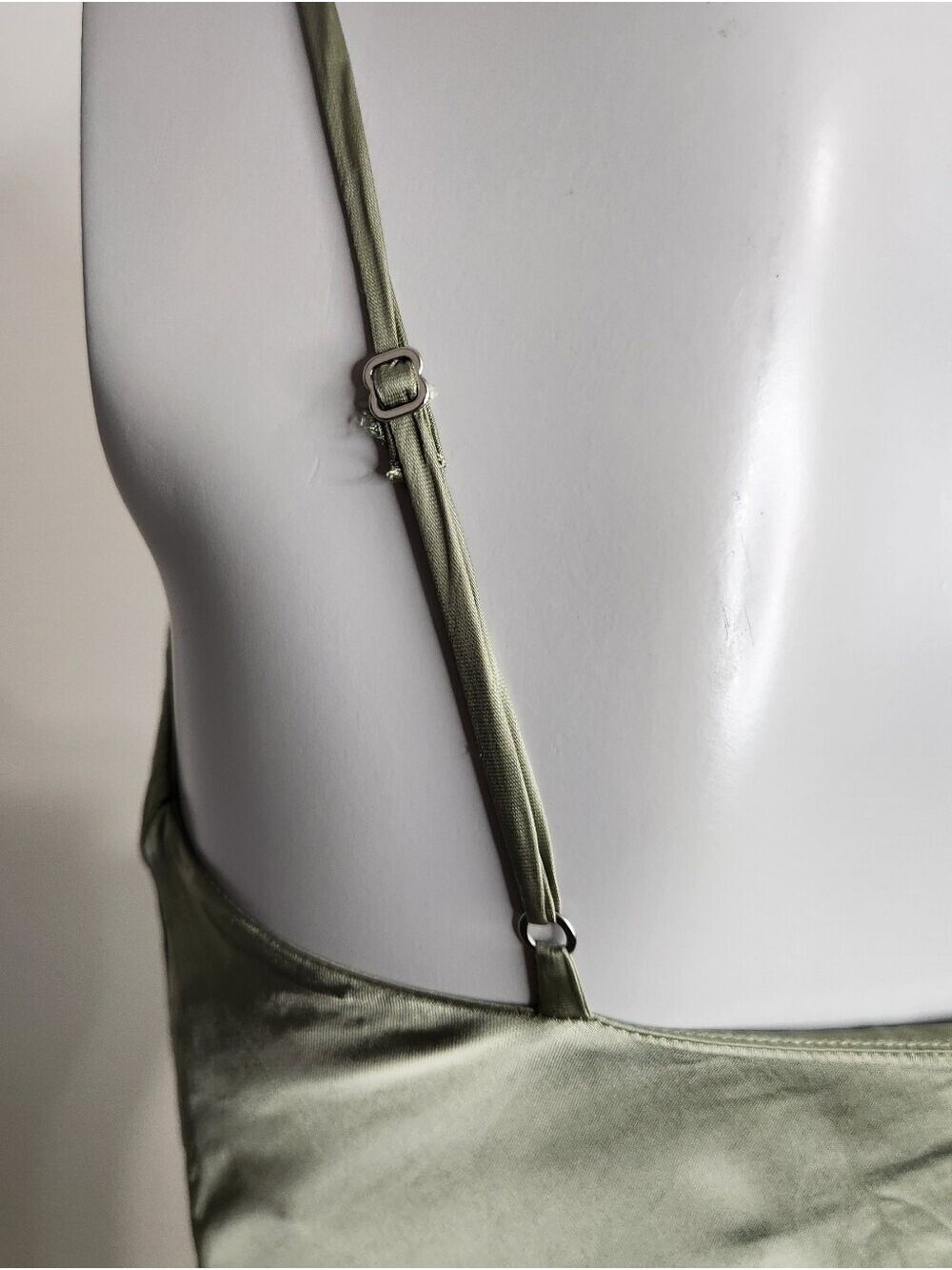 Aritzia Wilfred Only Ruched Adjustable Slip Dress In Sage Frost Green Size XXS - Picture 12 of 14